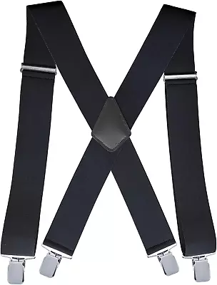 Suspenders For Men Heavy Duty 2 Inch Wide Adjustable Elastic X Back Suspender • $15.16