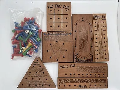 Vintage Lot Of 7 Mind Teasers 1987 Cardinal Industries Solid Wood Board Games • $19.95