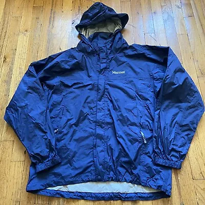 Marmot Jacket Men Large Blue Full Zip Hooded Windbreaker Outdoors Windstopper • $25