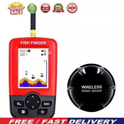 Echo Sounder Wireless Sonar Fish Finder LCD Screen 100m Depth Locator Fishfinder • £67.30