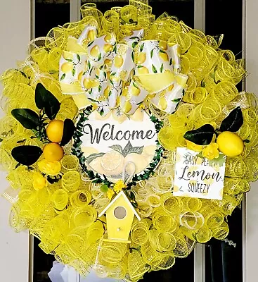 Spring Summer Everyday Lemon Wreath 🍋 Deco Mesh Handmade • $57