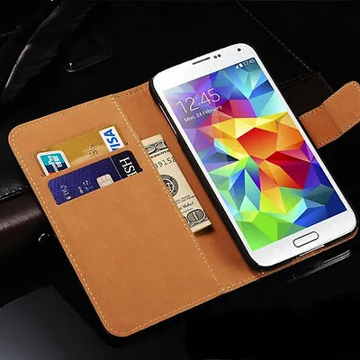 Genuine Real Leather Wallet Case For Various Samsung Galaxy Models • £4.99