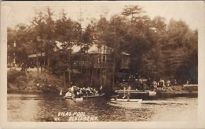 RPPC Alstead NH Scene At Vilas Pool Tourist Boats To Orange Mass Postcard W3 • $39.95