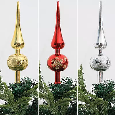 Christmas Glass Tree Topper Handmade Xmas Finial Vintage Style Christmas • $9.58