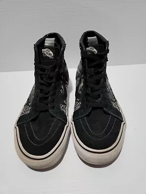 Vans Skate Hi Paisley Shoes Men 8.5 Wms 10 Black Skate Casual Lace Up Sneakers • $59.95