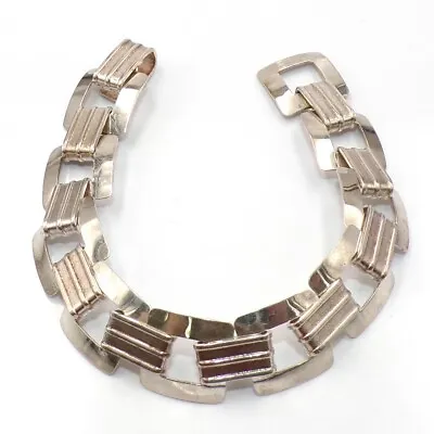 Vintage Ed Levin Sterling Silver Modernist Square Link Bracelet 8  LLG3 • $399.99