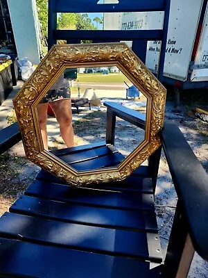 Vtg Gold Wall Mirror French Canada Oxagon • $499