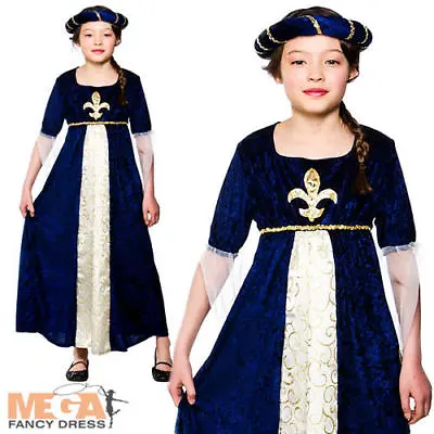 Deluxe Tudor Royal Princess Girls Fancy Dress Up Medieval Kids Childs Costume • £9.99