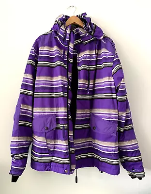 Oxbow Men’s Purple Stripe  Snowboarding-Surfing Jacket Removable Zip Hood -Large • $62.21