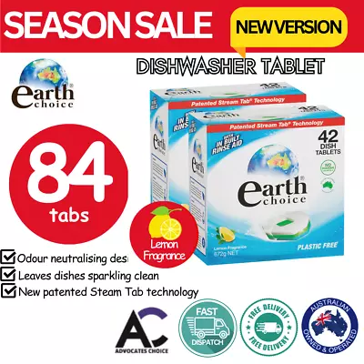 2 X 42pk Earth Choice All In One Dishwasher Tablets Lemon 672g Dish Washing New • $31.44