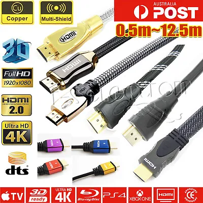 Premium HDMI Cable V2.0 Gold Plated 3D HD 4K 2160P 1080P HEC ARC High Speed PS5 • $11.99