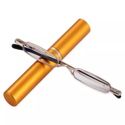 Classic Rimless Compact Reading Glasses Readers Travel Slim Design With Case • $6.89