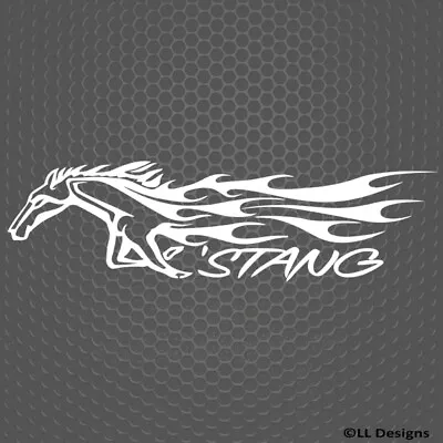 'Stang Mustang Pony Flames Racing Race Car Drag Speed Vinyl Decal - Choose Color • $5.95
