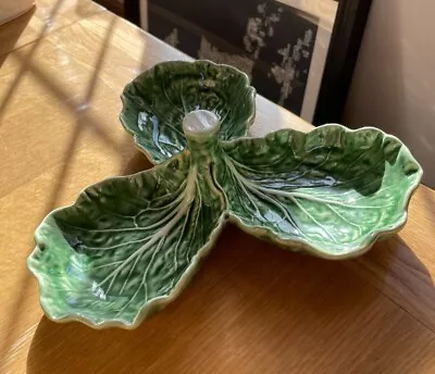 Oliver Bonas Bordallo Pinheiro Green Cabbage Triple Ceramic Olive Dish • £30