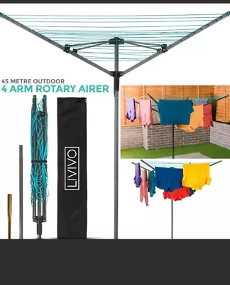 Garden 4 Arm Rotary Washing Line Clothes Dryer Airer  • £19