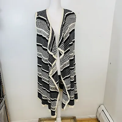 Cupio Sweater Wrap Woman Size XL Open Duster Cardigan Black Geometric Cozy Boho • $24.99