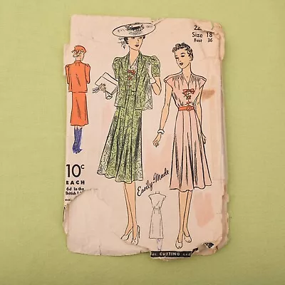 Vintage 1930s Du Barry Dress & Jacket Sewing Pattern - 2224B - Bust 36 Complete • $13