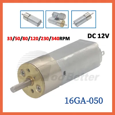 Miniature Small Electric Motor DC 12V Geared Motor 33/50/80/120/230/340 RPM • £7.19