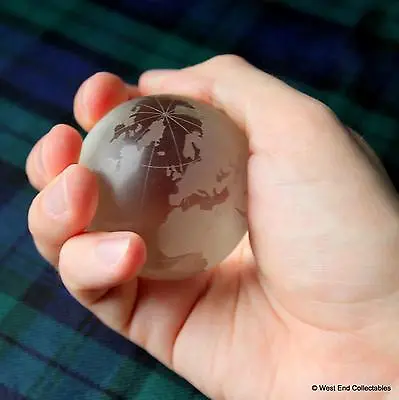 Massive 60mm (2.4 ) Etched Glass Globe Marble & Stand - Detailed Planet Earth • $20.52