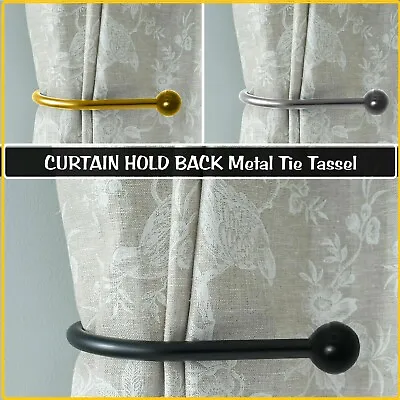 Large Stylish Curtain Hold Back Metal Tie Tassel Arm Hook Loop Holder U Shaped • £4.73