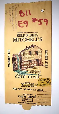 $12 • Buy Vintage Paper Sack Bag - MITCHELL'S CORN MEAL, MITCHELL'S MILL, CLAUDVILLE, VA