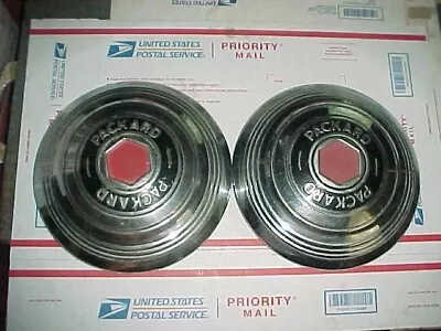 Pair Of Vintage 9  Packard Dog Dish Bowl Hubcaps Red Hexagon • $79.99