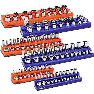 6pc Magnetic Socket Organizer Storage Holder 1/4  3/8  1/2  Drive SAE Metric • $49.49