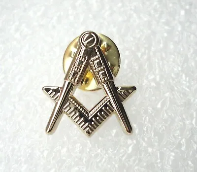 Freemason Masonic Lapel Pin Badge Square Compass Gold Plate • £4.99