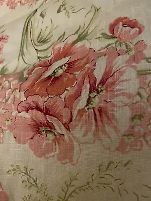 Cabbage Rose Linen Fabric By Noveltex • $16