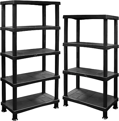 Heavy Duty 4-5 Tier Plastic Storage Shelf Home Garage Shelving Unit Shelves Rack • £34.99