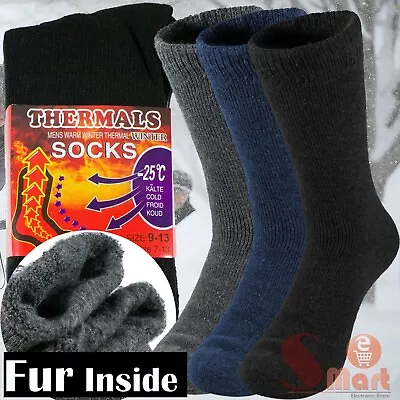 3 Pairs Mens Heavy Duty Thermal Boot Socks Winter Warm Heated Work Crew Sox 9-13 • $12.99