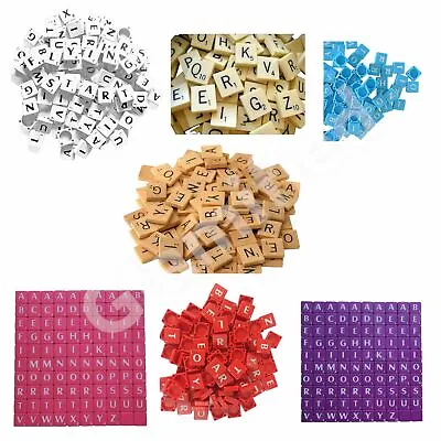 100 Plastic Scrabble Tiles Ivory Black Letters Numbers For Crafts Alphabets Play • £3.99