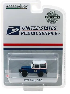 1:64 GreenLight UNITED STATES POSTAL SERVICE Mail 1971 Jeep DJ-5 BLUE & WHITE • $6.99