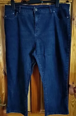 M&s Per Una Dark Blue Slim Leg Cropped Jeans Leg 23  Cotton Size 20 Used  • £6.50