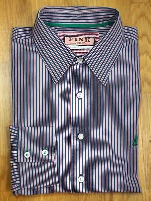 Thomas Pink ~ L ~ Blue Red & White Striped Long Sleeve Shirt • £5