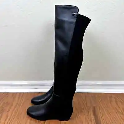 Vince Camuto Karita Over The Knee Boots Black Leather Women Size 5.5 M NEW • $29.99