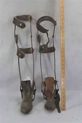 Antique Science Medical Leg Braces Pr Civil War Era W/shoes Polio Rare Original  • $695