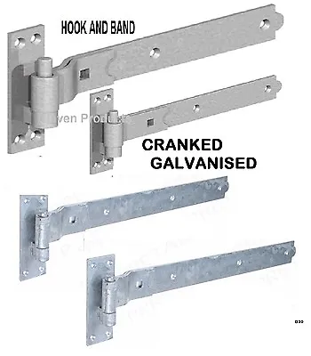 10  Gate Cranked Hook & Band Hinges Heavy Duty Stable Garage Shed Barn Door  D30 • £7.99