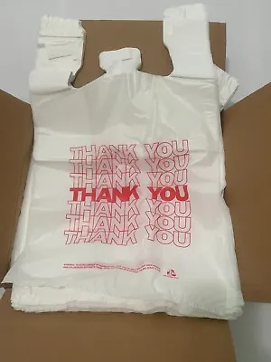 HDPE 1/6 THANK YOU T-Shirt Bags 12  X 7  X 21  Plastic Bag 18 Mic 400 PCS • $29.95