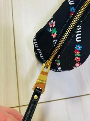 Miu Miu Black Logo Nylon Clutch Wristlet Bag Pouch Unused • $203