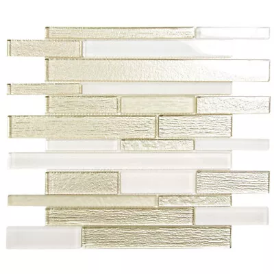 Mosaic Glass Tile Anora Linear Kitchen Bathroom Fireplace Wall Backsplash White • $4.40