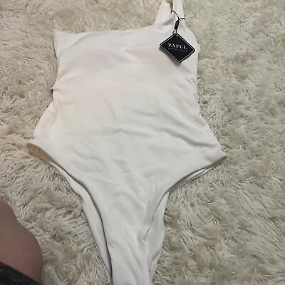 Zaful  For Ever Young White One Piece Bathing Suit White Size 6 New With Tags • $10