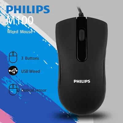 £6.79 • Buy Philips USB Optical Wired Mouse For PC Laptop Computer Desktop Scroll Wheel
