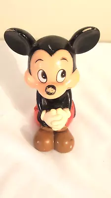 Vintage Mickey Mouse Hard Plastic Moveable Head Korea Piggy Bank • $6.90