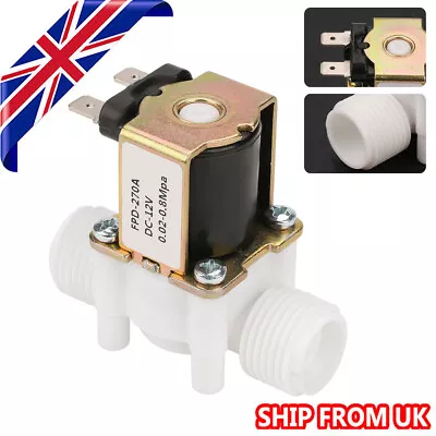 DC 12V G1/2 Plastic Electric Solenoid Valve Magnetic Water Air Normally Closed • £6.99