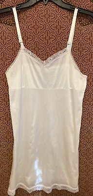 Vintage White Nylon Made USA Petticoat Full Slip Youth Girl Size 12/14 • $14.99