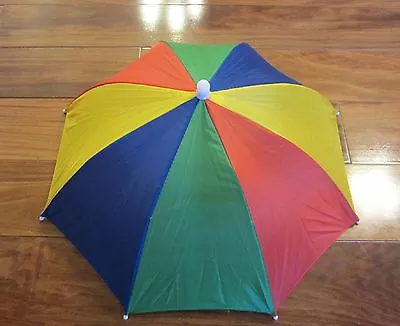 1 New Multicolor Umbrella Hat Cap Hands Free Elastic Head Band Shade Sports • $7.25