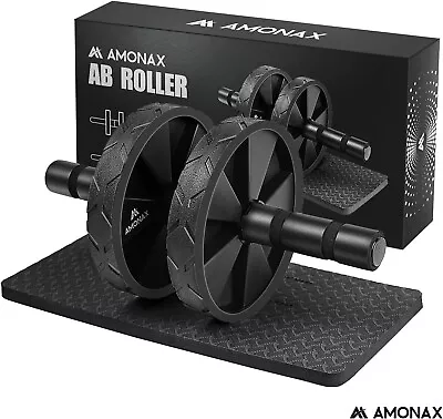 Amonax Convertible Ab Wheel Roller With Large Knee Mat For Core Abs Exercise • £7.99