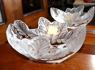 Lalique Beautiful Compiegne  Oval Clear/frosted Oak Leaf Bowl -superb • £499