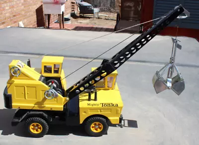 1960's 70's Mighty Tonka Yellow Crane Ltd Edition Truck Pressed Steel Shovel • $377.49